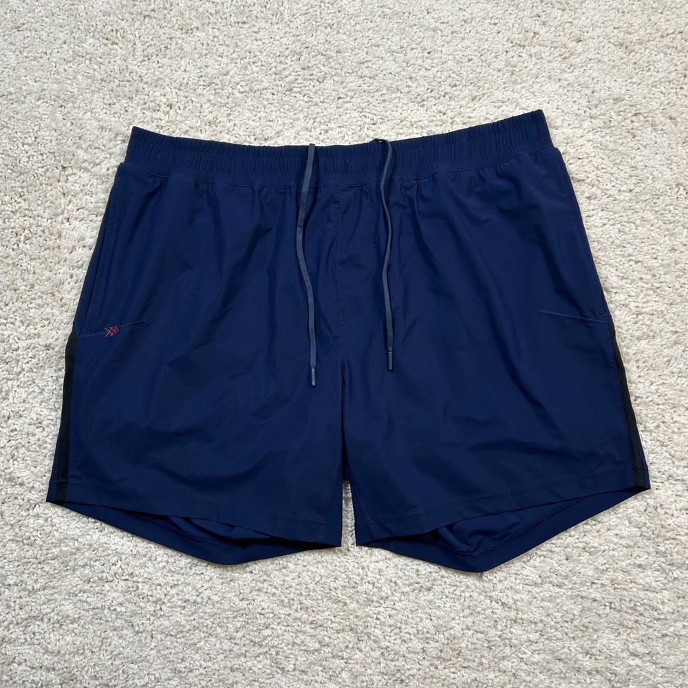 Rhone Mako Shorts XXL Navy Blue Athletic Lined Gym Pockets Drawstring 7"
